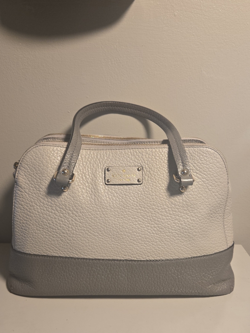 kate spade Two-Tone Gray Pebbled Leather Satchel